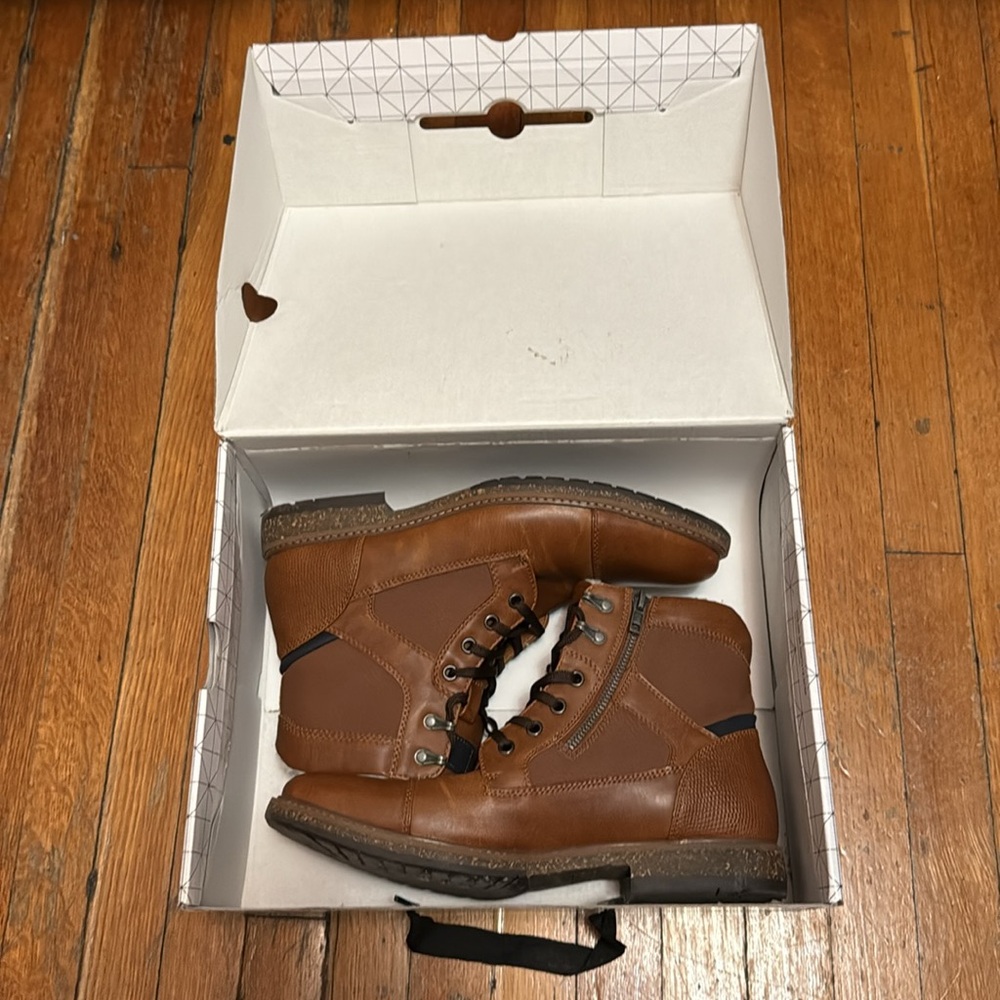 Call It Spring Tan Leather Boots with Cozy Lining